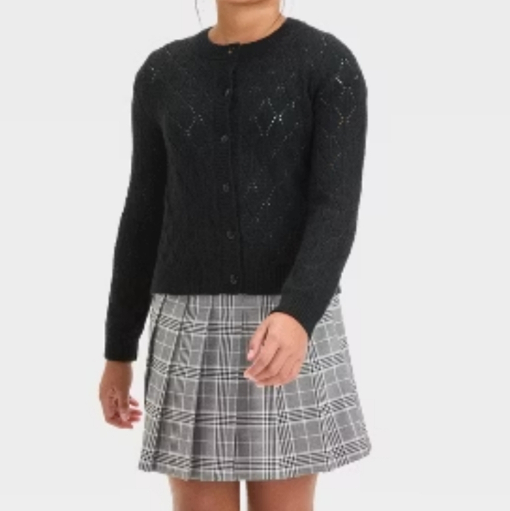 Cat & Jack Black Button-Front Cardigsn Sweater Size Large 10/12